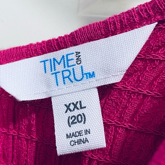 Time and Tru Pink Flutter Sleeve Blouse with Smocked Pleats - Picture 2 of 3